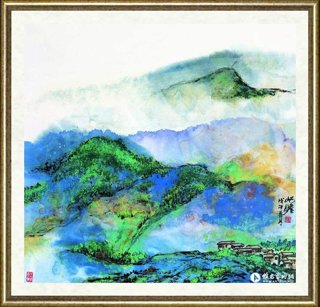 朱屺瞻_雨后斜阳_br_Setting Sun After Rain